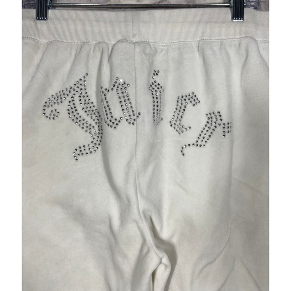 Juicy Couture White Velour Lounge Pants Rhinestone Logo Flare Plus Sz 2X  Y2K - Picture 4 of 11